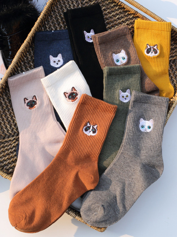 满30包邮秋冬甜美可爱中筒袜卡通刺绣纯棉袜子透气女袜棉质袜子|ruв категории Нижнее белье, носки/рейтузы/чулки/Красивая ножка носки - от Buy2taobao.com для оказания профессиональной услуги покупки агента Taobao