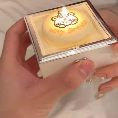 自动翻转小熊蛋糕戒指项链礼盒