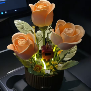 绽放花园动态灯光永生花积木diy手工拼装3d立体生日礼物