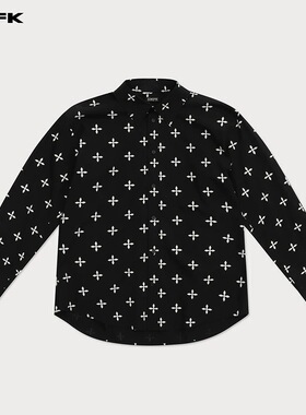 M7SMFK黑花园阔身棉纱衬衫CP003BG/SG十字花满印休闲长袖衬衣外套