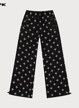 M7SMFK黑花园阔腿运动裤 明星同款满印十字花宽松休闲裤合集