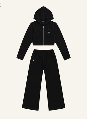 M7SMFK经典运动套装 垂坠感顺滑十字花修身帽衫+长裤两件套