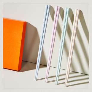 玛戈隆特8头四色荷塘月色合金筷子酒店高档彩色易清洗简约家用装