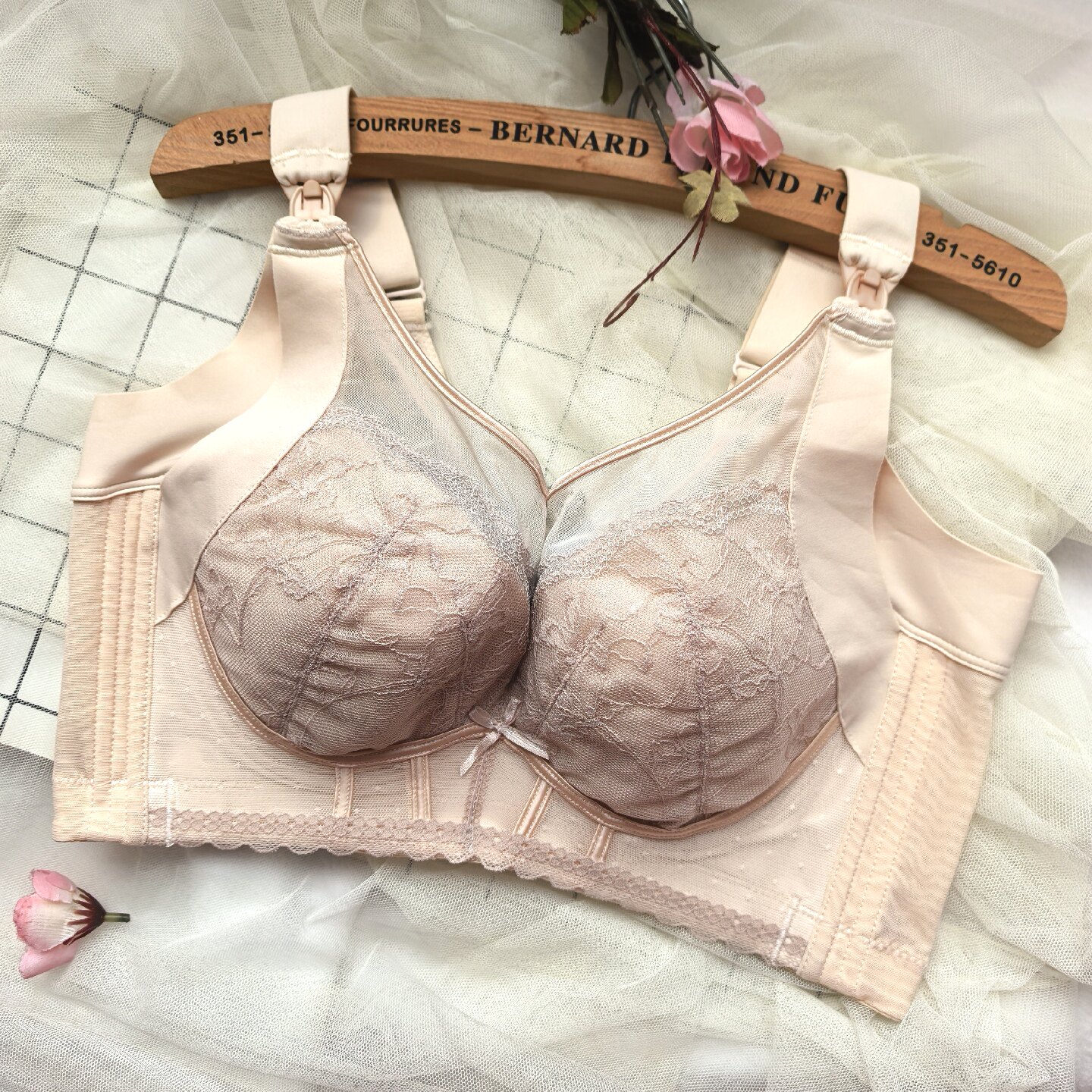 重工强力收副乳侧收大胸哺乳文胸记忆软钢圈全罩杯五排扣调整型