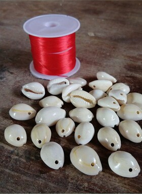 天然白色海币 金边宝螺 打孔切边海币 diy手链项链材料包