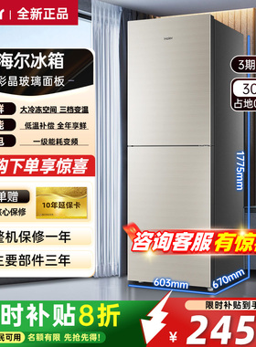 海尔冰箱309升小冰箱家用两门一级能效风冷无霜租房用变频节能