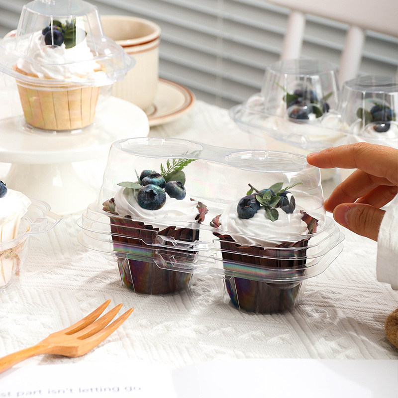 1/2粒装蛋挞盘挞透明加厚吸塑盒2个马芬杯盒子杯子纸杯蛋糕包装盒