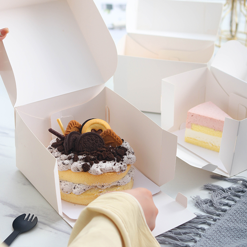 网红法式切块甜品点心打包纸盒一次性提拉米苏千层蛋糕包装纸盒