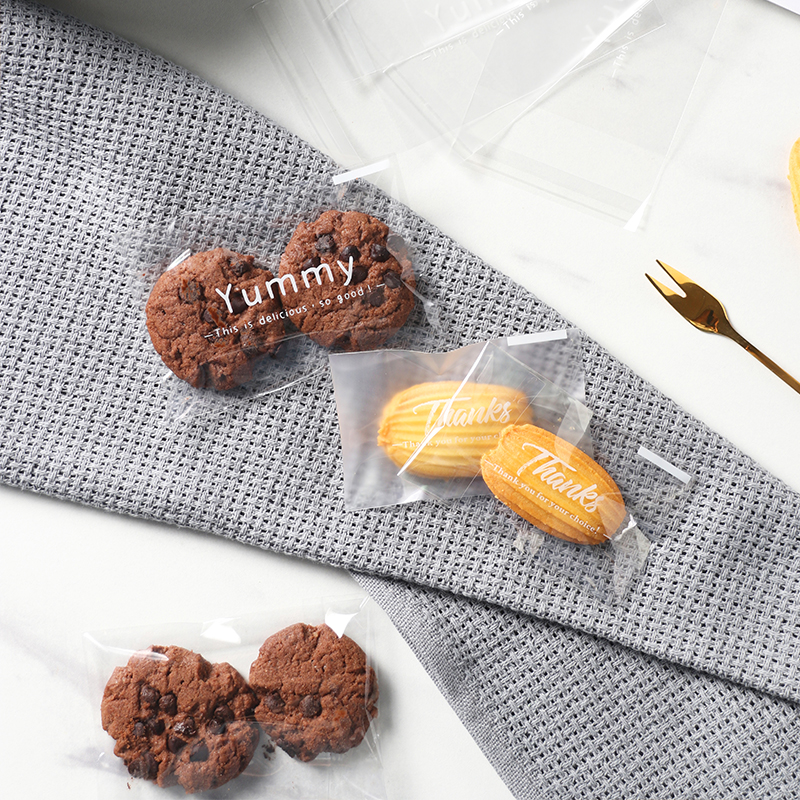 雪花酥透明曲奇小饼干糖果牛轧糖奶枣烘焙自粘袋子ins风包装袋