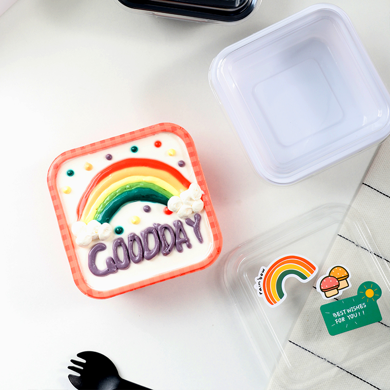 ins风手绘网红蛋糕盒子烘焙甜点马卡龙班戟便当盒打包盒节包装盒