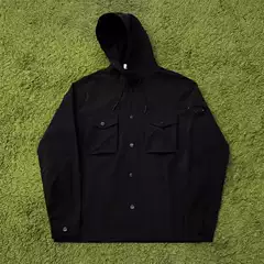 Stone Compass Badge Utility Multiple-Pocket Hooded Windbreaker Casual Oversized Jacket for Men and Women