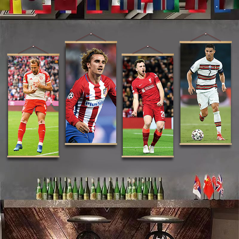 足球明星装饰布置海报竞彩体彩店墙面世界杯夺冠C罗姆巴佩墙贴画