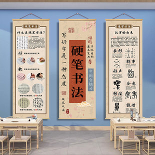 书法教室墙面布置装饰环创硬笔贴画画班级培训机构励志文化墙海报