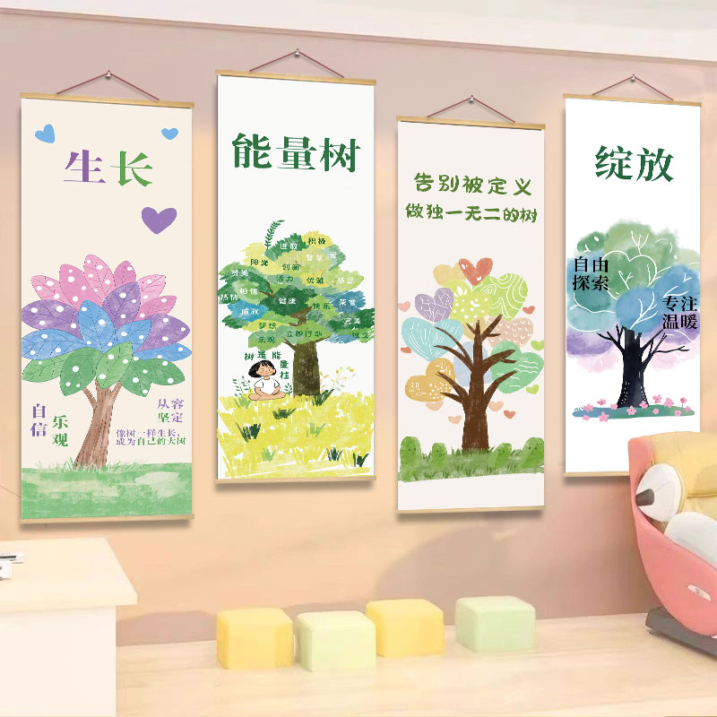 能量树挂画心理咨询室布置成为自己的大树文化墙辅导室装饰贴纸