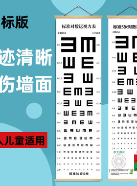国际标准视力表挂图成人儿童通用木质框油画布测近视眼训练表