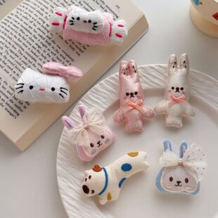 韩系布艺蝴蝶结小兔kt糖果波点小狗diy少女心发饰配件服装胸针辅