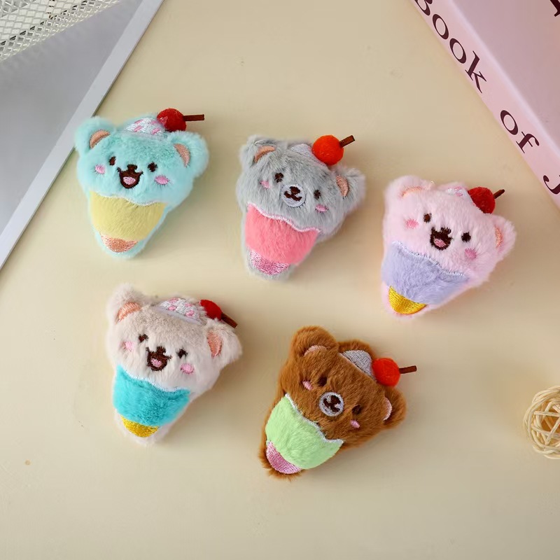 新款可爱冰淇淋小熊玩偶批货胸针diy挂件小饰品配件发夹服装配饰