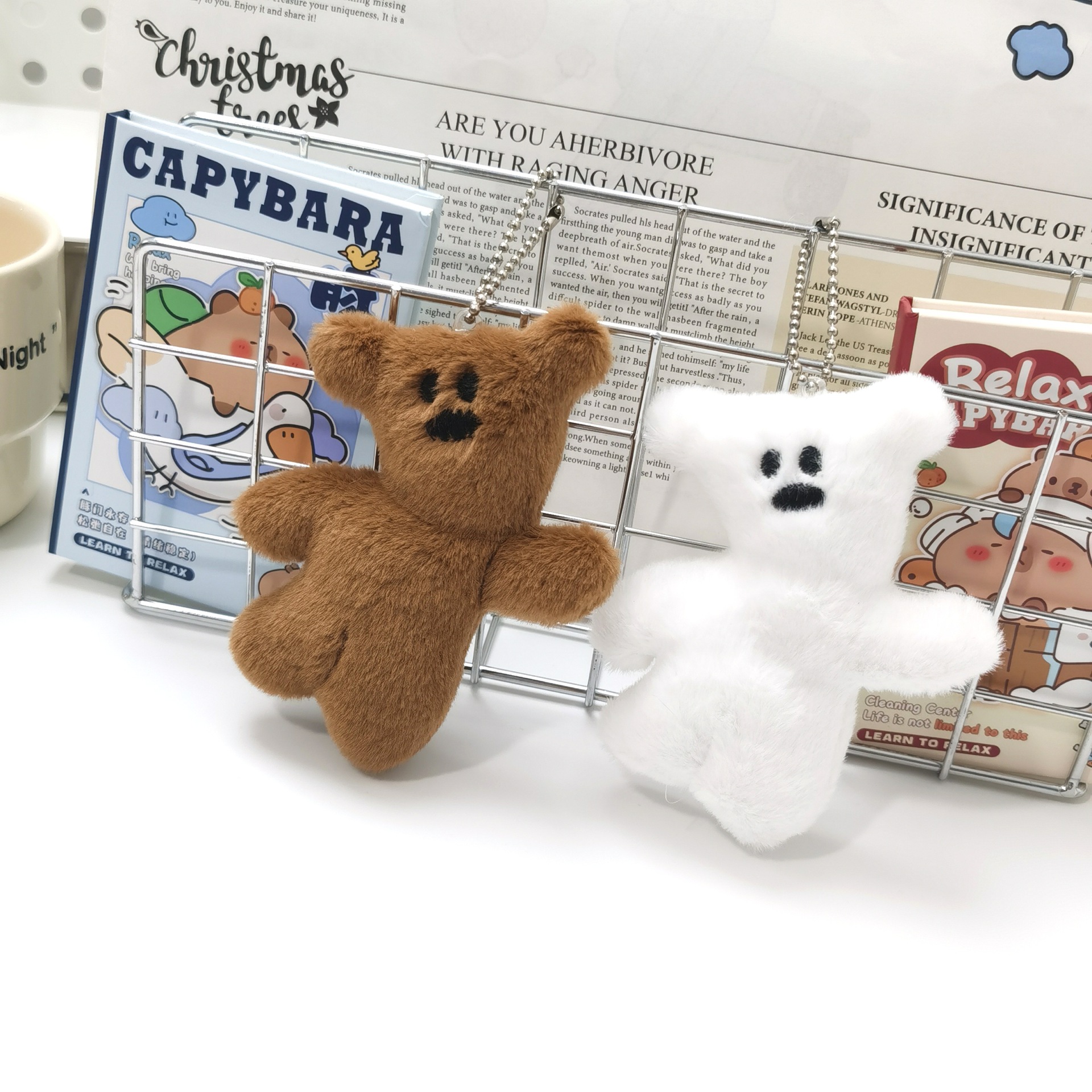 卡通可爱憨豆熊毛绒 小熊胸针发饰配件背包钥匙扣情侣小挂件礼物