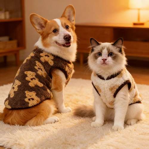 Pet Dog Clothes Autumn/Winter Version Small/Medium/Large Dog Winter New Arrival Autumn/Winter Fleece Lined Warm Vest