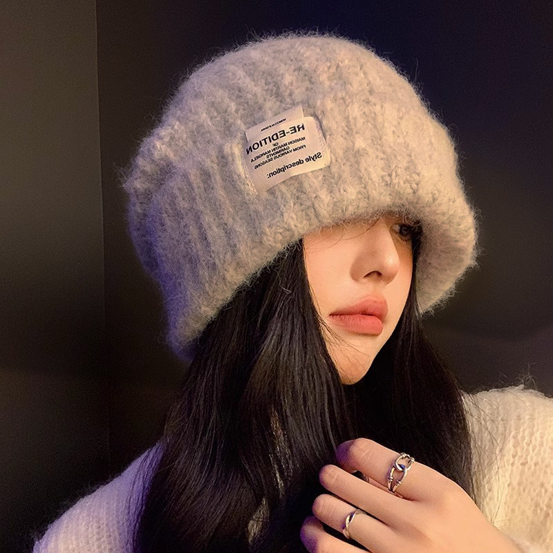 帽子女秋冬新款大头围粗毛线帽保暖宽松显脸小针织帽韩版时尚冷帽