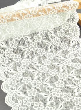 宽40cm黑白弹力蕾丝花边辅料手工DIY布料衣服裙摆裙边防晒袖装饰