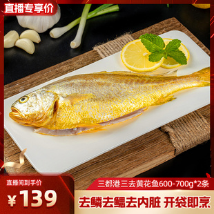 福建宁德深海大黄鱼新鲜冷冻 2条 三都港三去肚开黄花鱼600 700g
