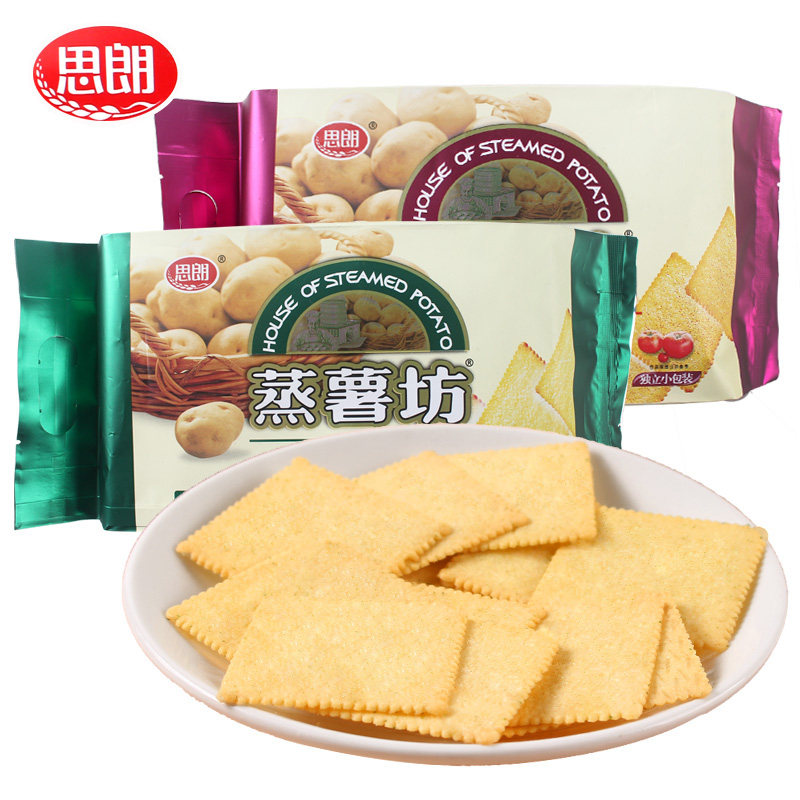 思朗蒸薯坊咸味薄脆薯片饼干238g马铃薯酥脆薄饼休闲零食品小吃