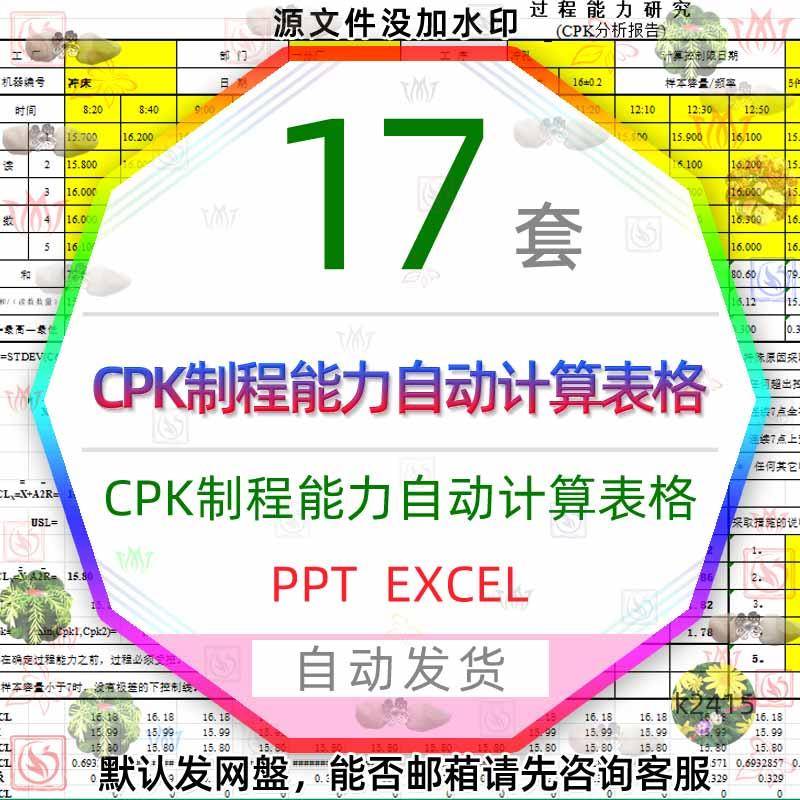 CPK产品制程控制计算EXCEL表格SPC能力分析流程图PMP管制计划ppt