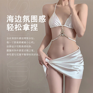 泳衣女2025新款 绿小胸聚拢裹裙三件套绑带比基尼温泉度假泳装