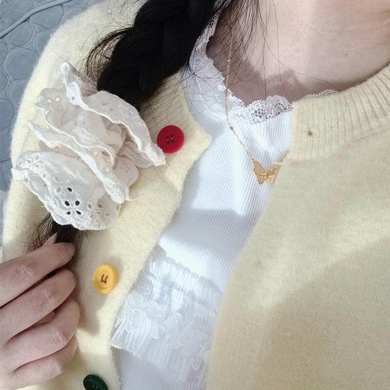 蕾丝花边百搭长袖T恤女薄款长袖