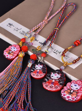 女朱砂九尾狐吊坠包挂车挂民族风