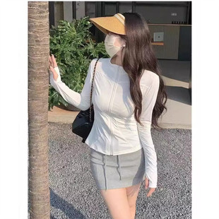 立领防嗮衣新款女士健身服速干夏季外套长袖跑步紧身运动防嗮上衣