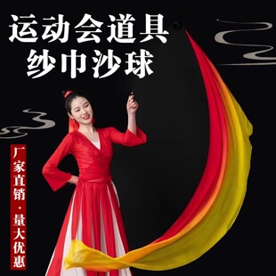 彩带舞蹈道具纱球彩绸舞表演团体操开场舞跳舞专用运动会创意道具