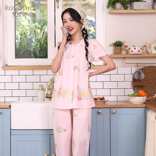 罗丝美纯棉60支梭织布夏季睡衣女