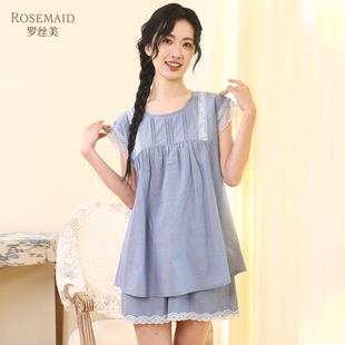 睡衣套装 家居服 15071纯棉圆领套头女士短袖 罗丝美春夏新款