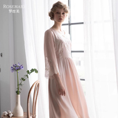 Rosemaid 罗丝美秋冬专柜秋冬款 19201桑蚕丝蕾丝绣花女圆领睡裙