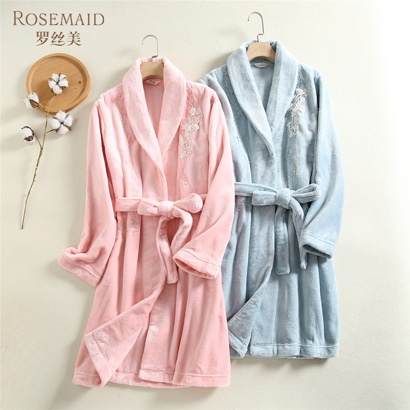 Rosemaid法兰绒束带厚款女士睡袍