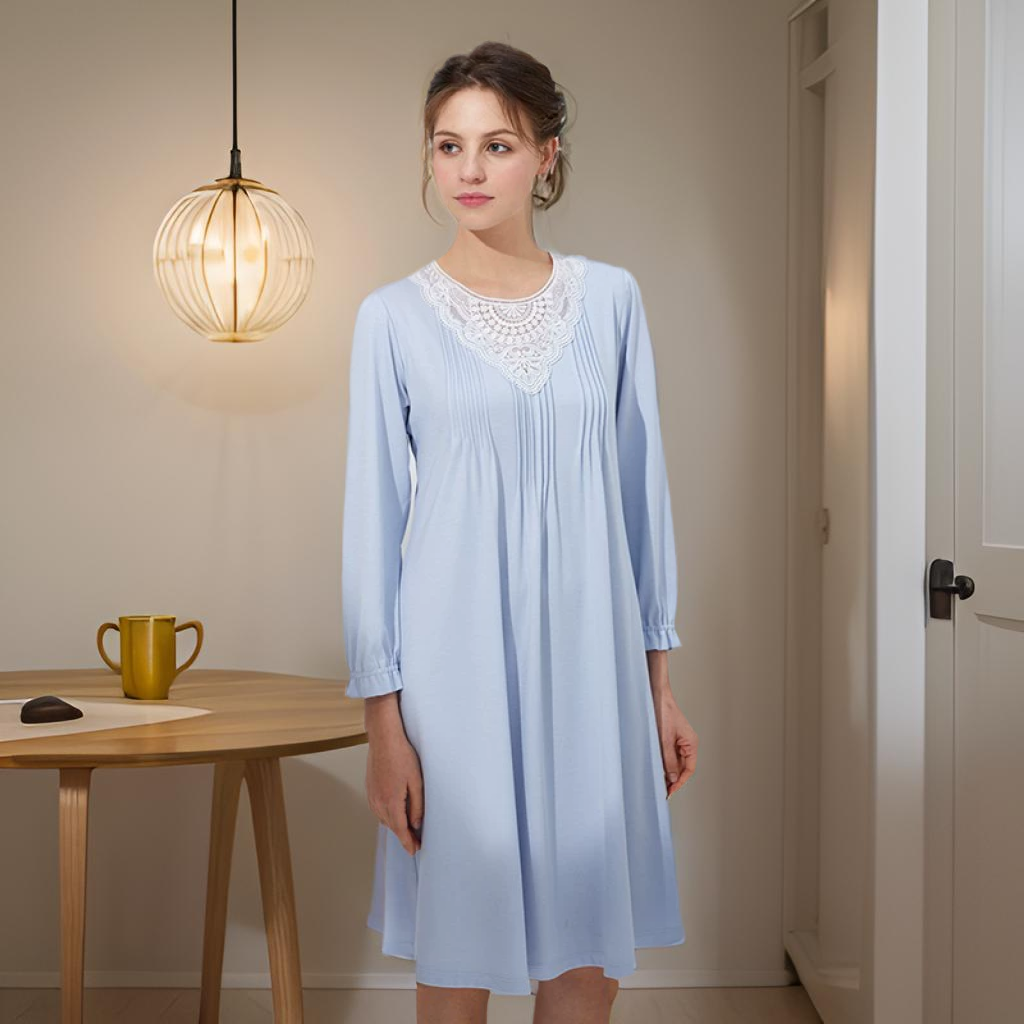 罗丝美女士春夏新款长袖睡裙