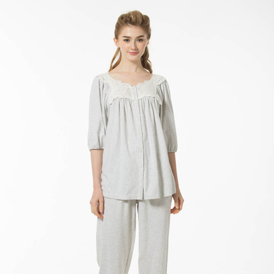 伊丝芬针织纯棉绣花睡衣裤