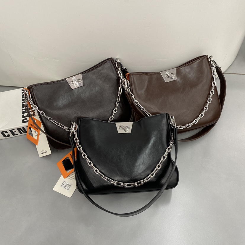 真皮新款女包竖款托特定型包水桶包简约斜跨包韩版子母单肩腋下包