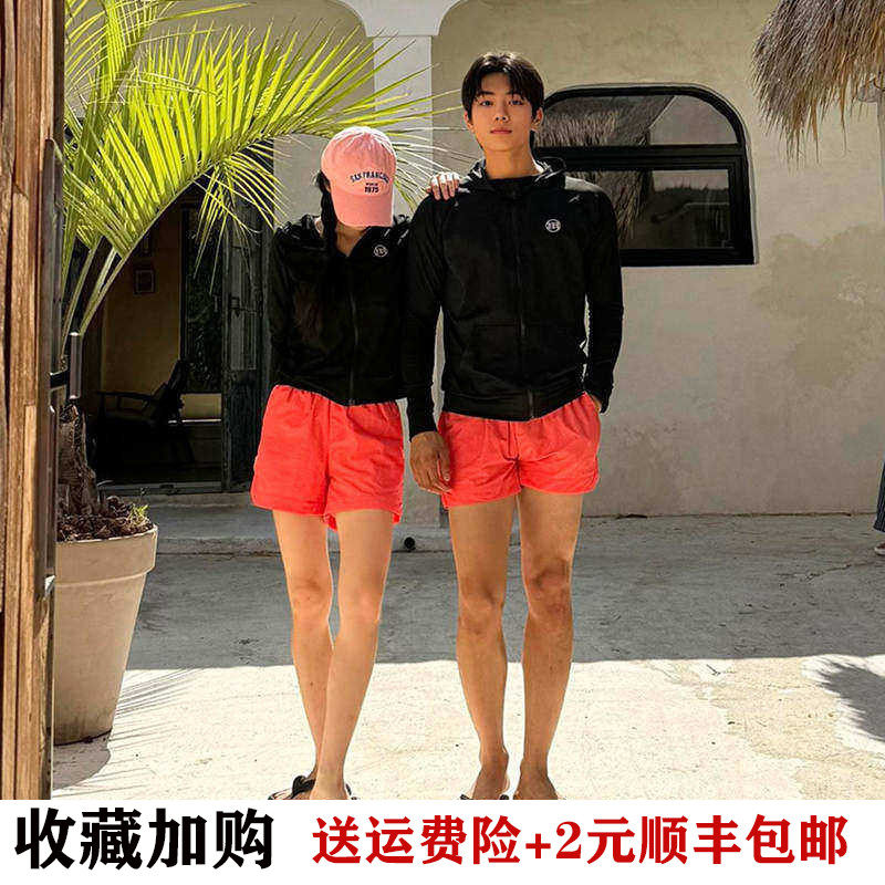 情侣潜水服连帽款防晒速干男海边分体泳衣女冲浪服水母衣浮潜套装