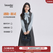 教师穿搭长裙 连衣裙面试套装 图曼朵灰色背心裙春季 通勤高级感正装