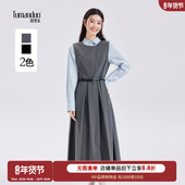图曼朵灰色背心裙女正式 场合通勤面试答辩穿搭教师连衣裙两件套装