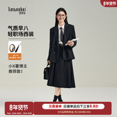 图曼朵黑色西装 西服三件套 裙教师面试正装 套装 女生大学生西装