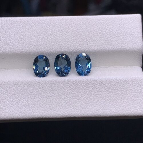 天然高品质敦伦蓝托帕石椭圆裸石5x7mm可镶嵌18k金银戒指吊坠耳坠