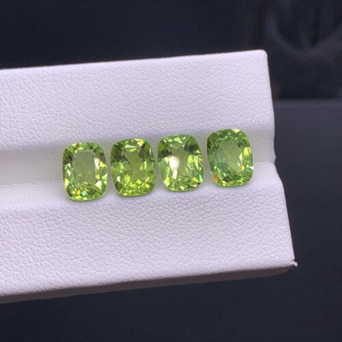 天然高品质橄榄石长方裸石6x8mm可镶嵌18k金 银戒指吊坠耳坠等