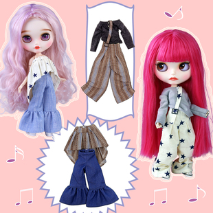 19关节azoneS 套装 ob24娃衣 DBS小布娃娃衣服休闲背带喇叭长裤 ICY