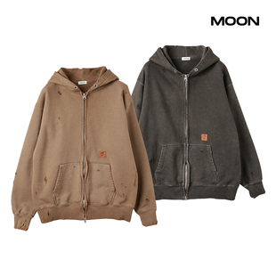 PATCH ZIP HOODIE破坏做旧开衫 现货 夹克 DAMAGE 帽衫 25FW JIEDA