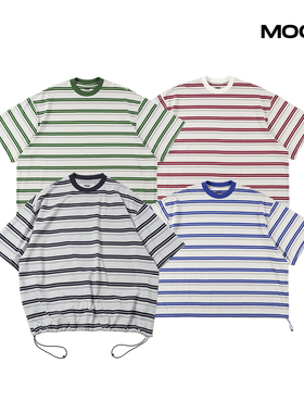 现货 is-ness Border Balloon T-Shirt 条纹抽绳短袖T恤 26SS