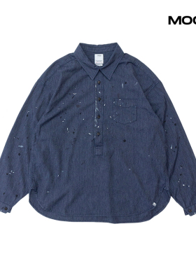 现货 Visvim 1910 P.O. CHAMBRAY L/S 漆点破坏套头衬衫 25FW